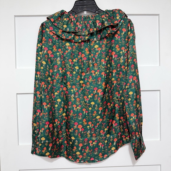 NEW J.Crew Mushroom Floral Silk-Twill Ruffle-Collar Top Size Small 23585 - Picture 6 of 15
